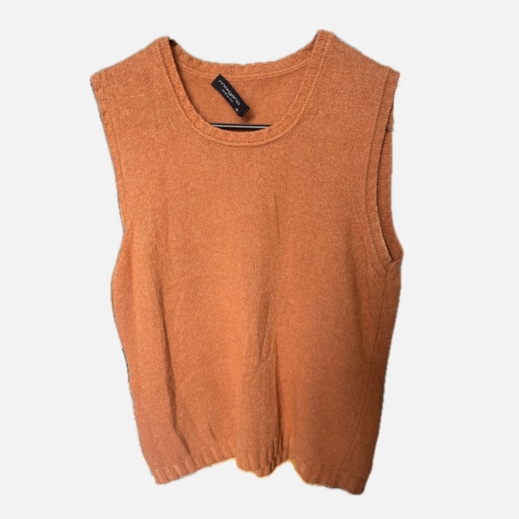 Morgano Italy Wool Sweater Vest Sleeveless Knit Top Orange - Picture 4 of 4